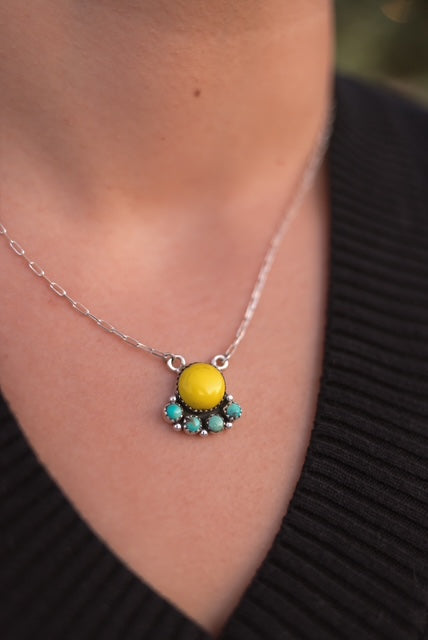 Rosarital Slab & Turquoise Chain Pendants-Necklaces-Krush Kandy, Women's Online Fashion Boutique Located in Phoenix, Arizona (Scottsdale Area)