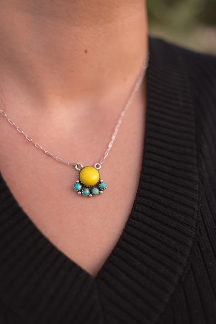 Rosarital Slab & Turquoise Chain Pendants-Necklaces-Krush Kandy, Women's Online Fashion Boutique Located in Phoenix, Arizona (Scottsdale Area)