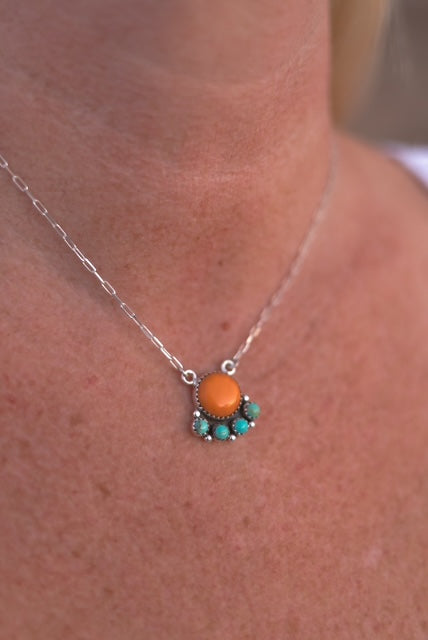 Rosarital Slab & Turquoise Chain Pendants-Necklaces-Krush Kandy, Women's Online Fashion Boutique Located in Phoenix, Arizona (Scottsdale Area)