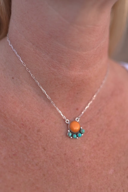 Rosarital Slab & Turquoise Chain Pendants-Necklaces-Krush Kandy, Women's Online Fashion Boutique Located in Phoenix, Arizona (Scottsdale Area)