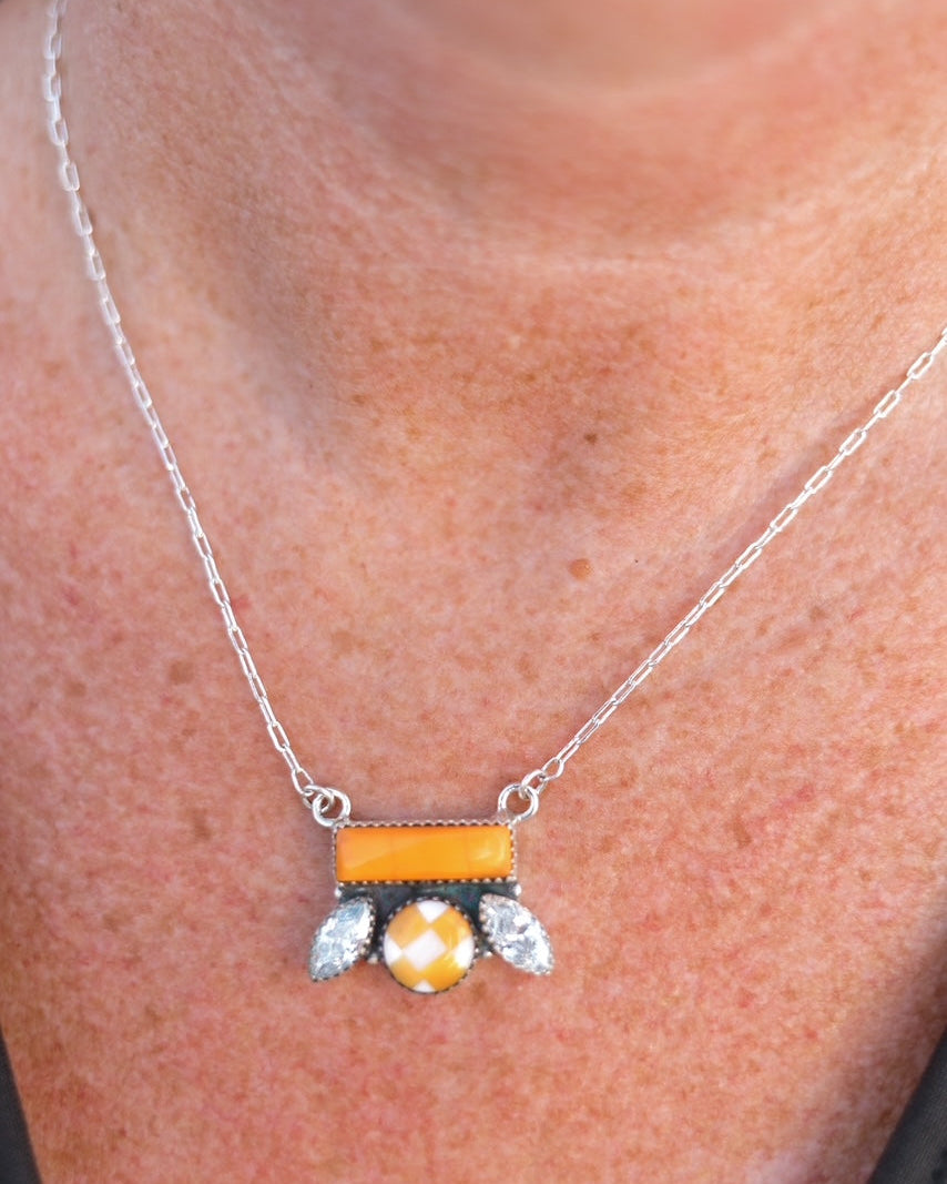 Tangerine Rosarita and Aurora Opal CZ Chain Necklace-Necklaces-Krush Kandy, Women's Online Fashion Boutique Located in Phoenix, Arizona (Scottsdale Area)