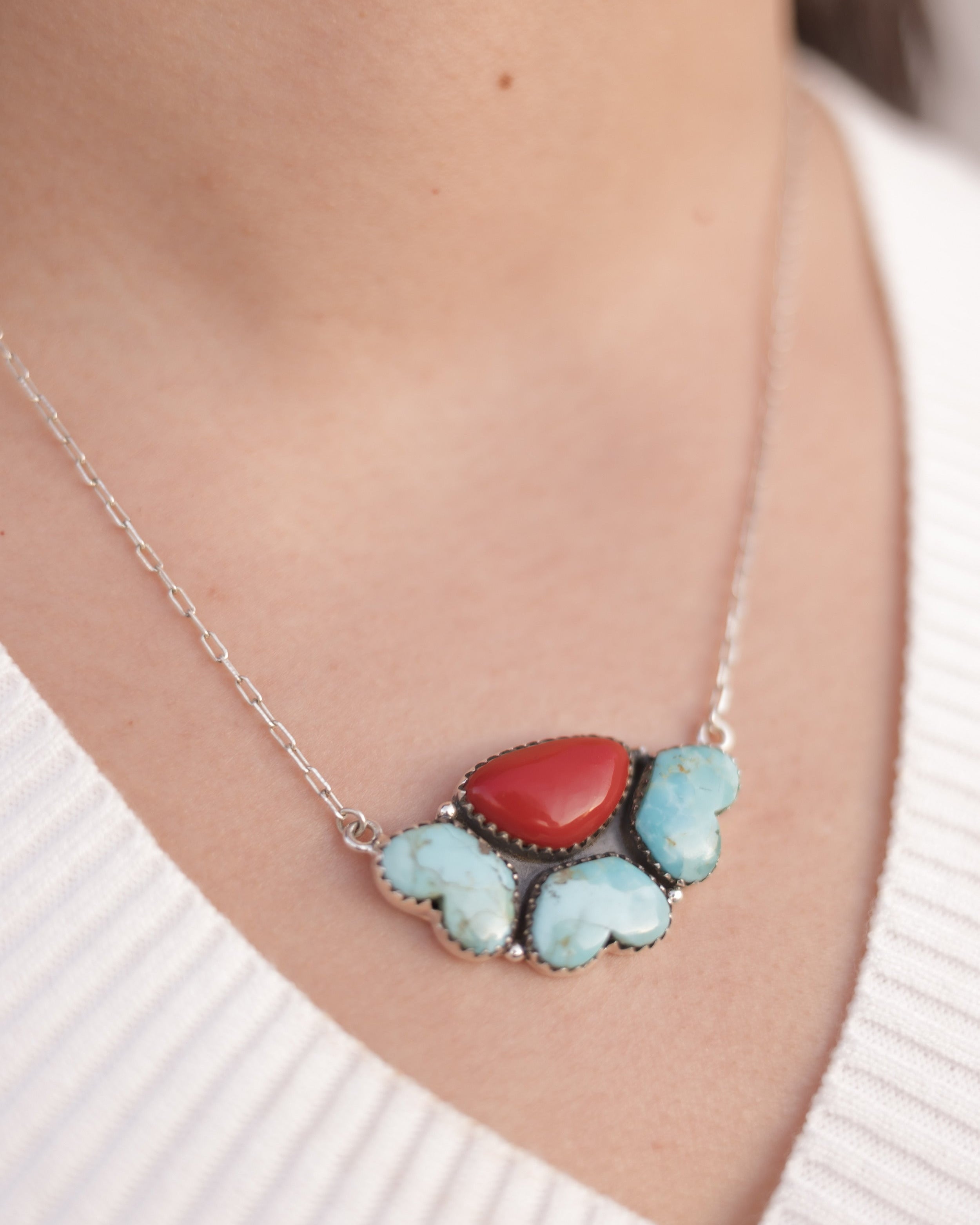 Half Red Rosarita Daisy Chain Pendants-Necklaces-Krush Kandy, Women's Online Fashion Boutique Located in Phoenix, Arizona (Scottsdale Area)