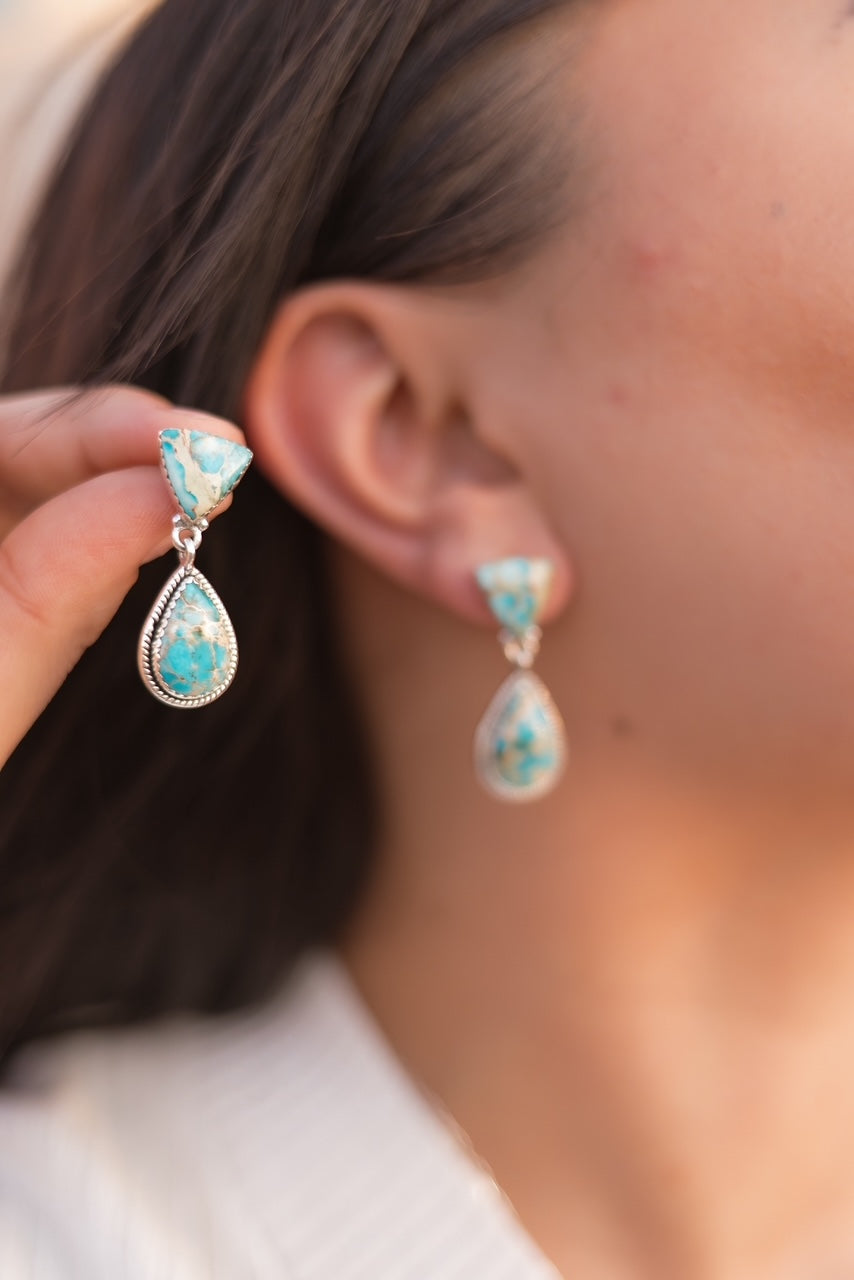 Desert Blue Jasper Necklace and Earring Set-Necklaces-Krush Kandy, Women's Online Fashion Boutique Located in Phoenix, Arizona (Scottsdale Area)