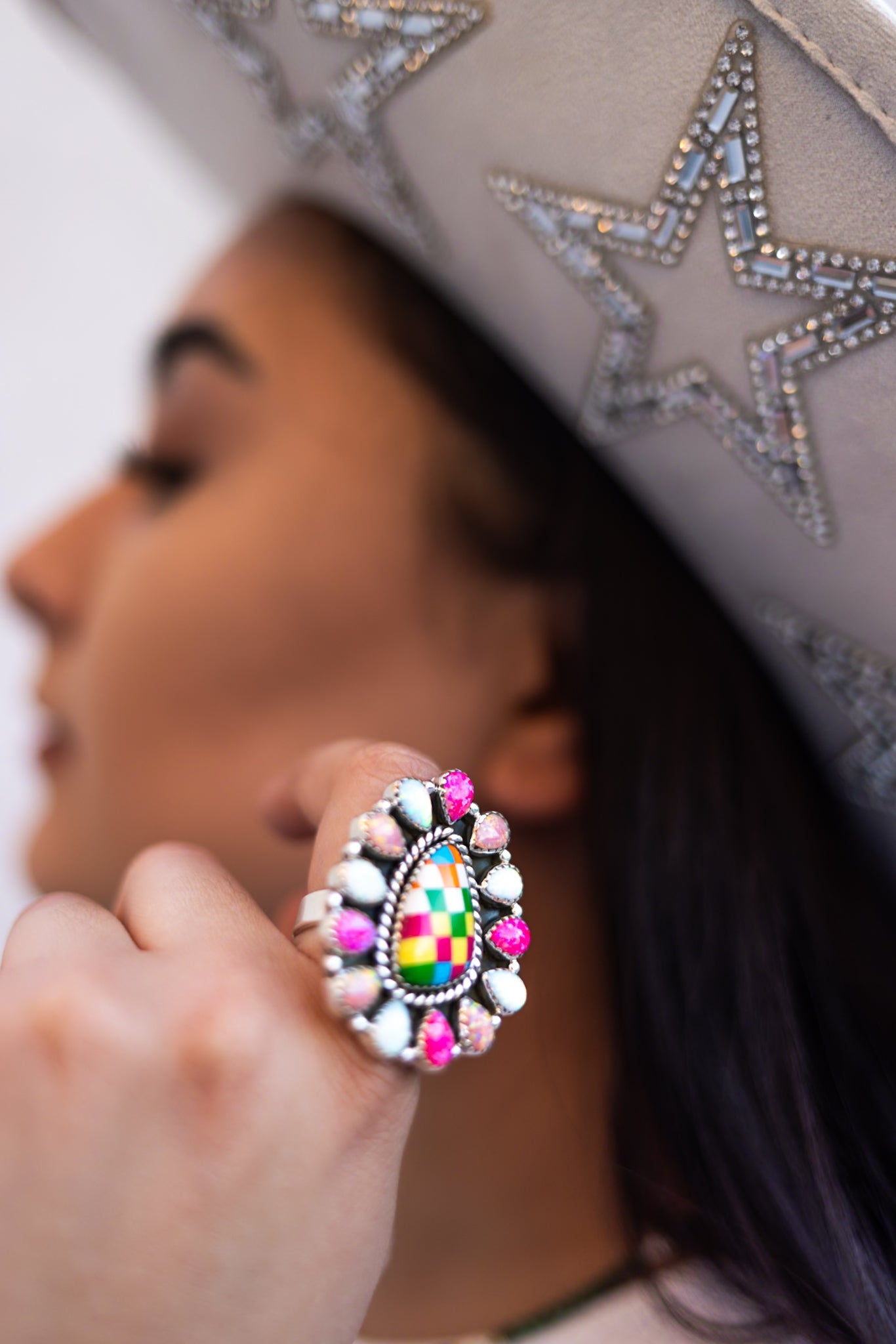 Summer Checkered Cluster Rings-Rings-Krush Kandy, Women's Online Fashion Boutique Located in Phoenix, Arizona (Scottsdale Area)