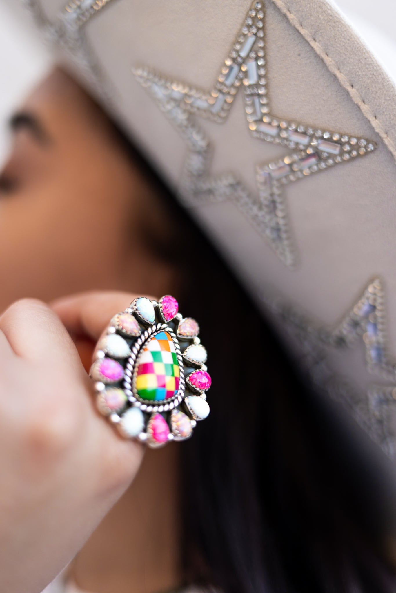 Summer Checkered Cluster Rings-Rings-Krush Kandy, Women's Online Fashion Boutique Located in Phoenix, Arizona (Scottsdale Area)