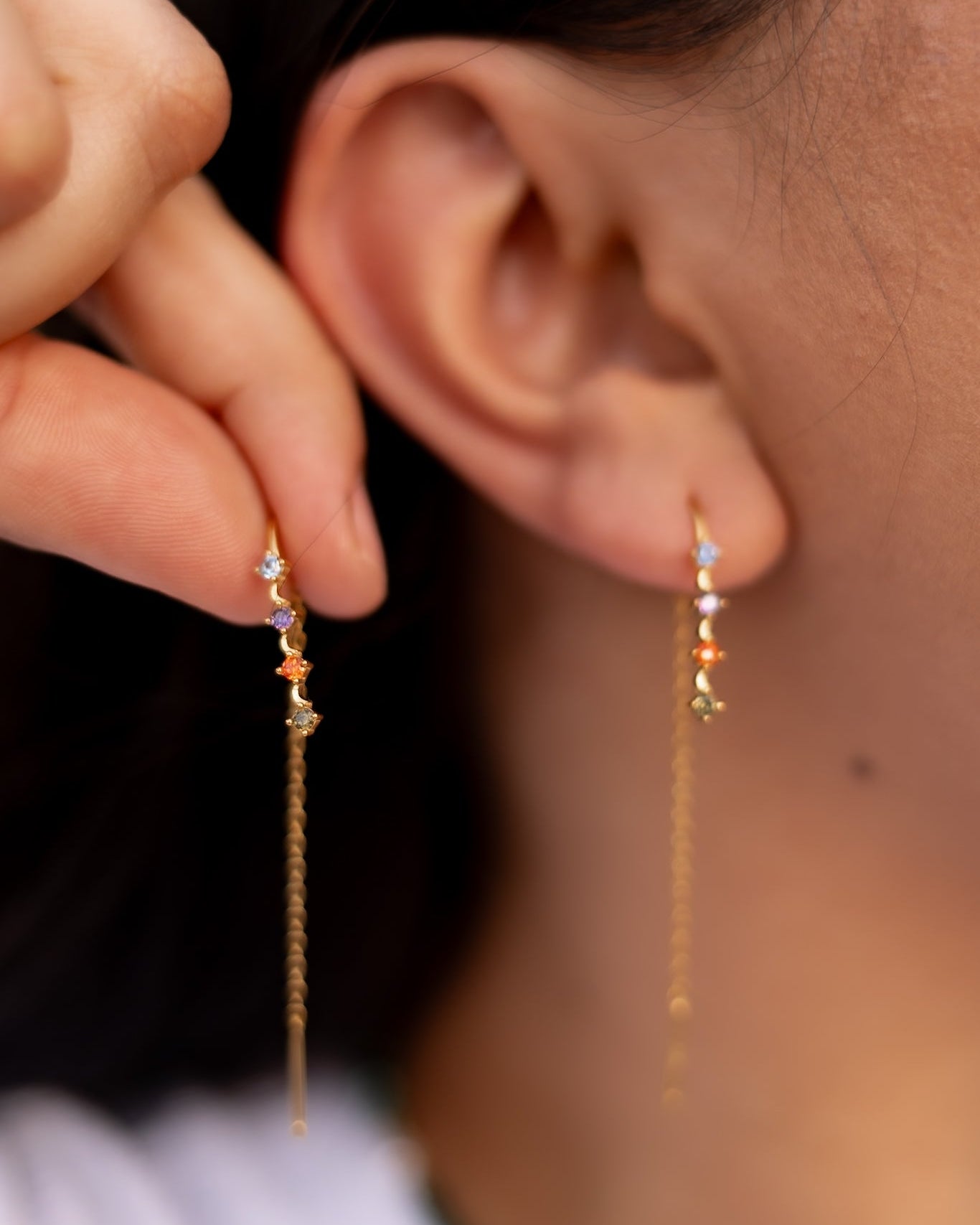 Sterling Silver Cubic Zirconia Tassel Minimalist Threader Earring-Earrings-Krush Kandy, Women's Online Fashion Boutique Located in Phoenix, Arizona (Scottsdale Area)