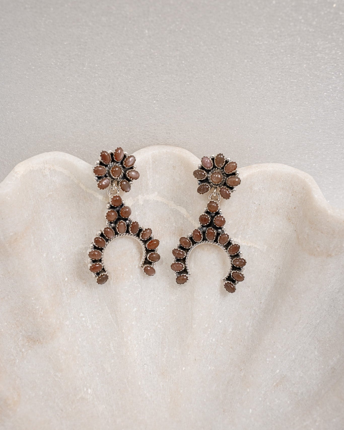 Sterling Silver & Stone Crowned Horseshoe Earrings-Drop Earrings-Krush Kandy, Women's Online Fashion Boutique Located in Phoenix, Arizona (Scottsdale Area)
