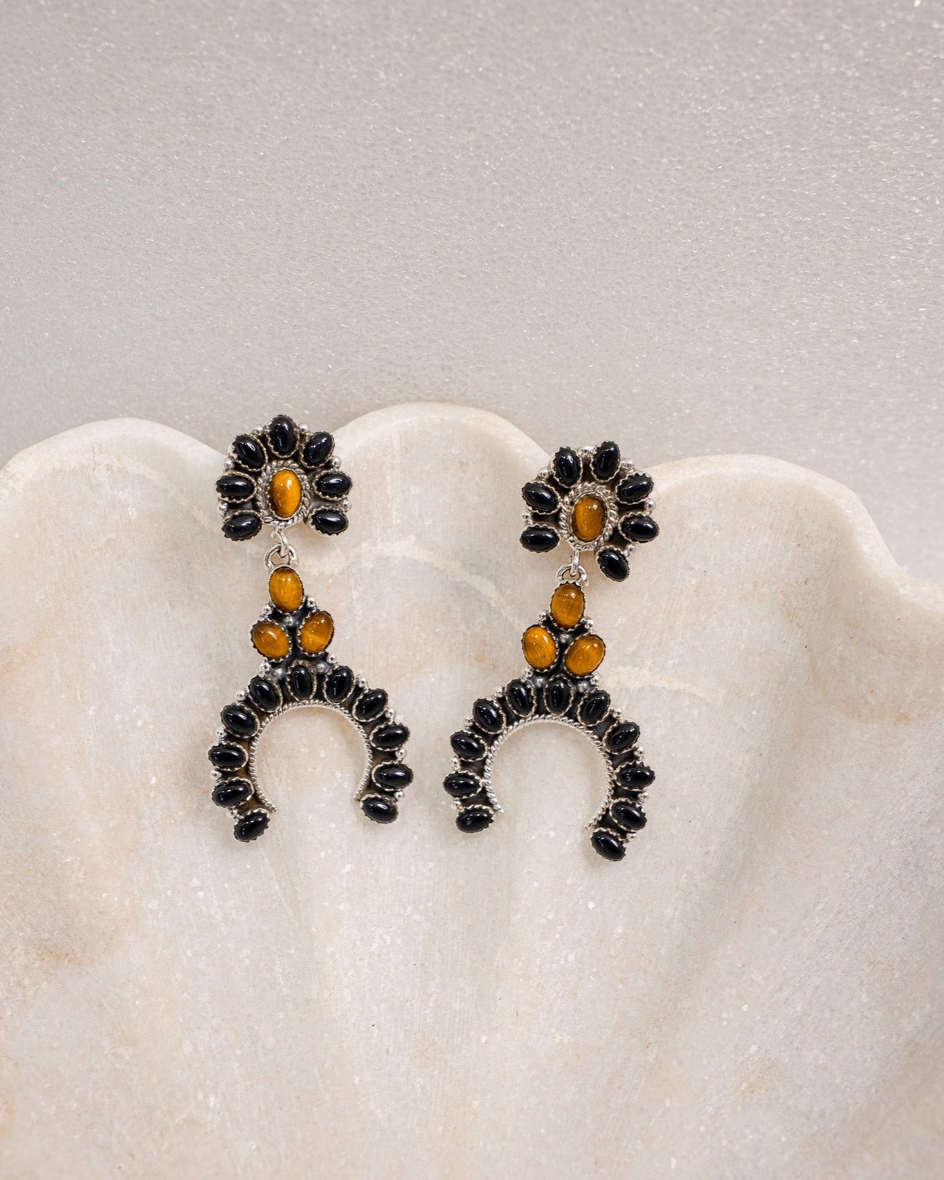 Sterling Silver & Stone Crowned Horseshoe Earrings-Drop Earrings-Krush Kandy, Women's Online Fashion Boutique Located in Phoenix, Arizona (Scottsdale Area)