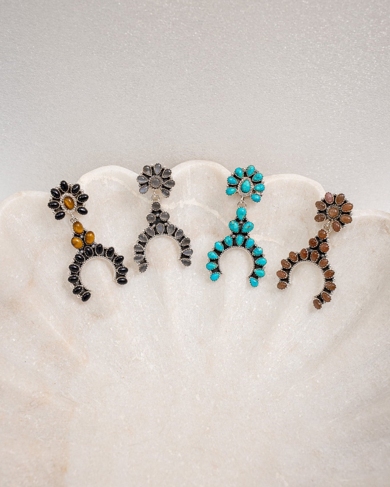 Sterling Silver & Stone Crowned Horseshoe Earrings-Drop Earrings-Krush Kandy, Women's Online Fashion Boutique Located in Phoenix, Arizona (Scottsdale Area)