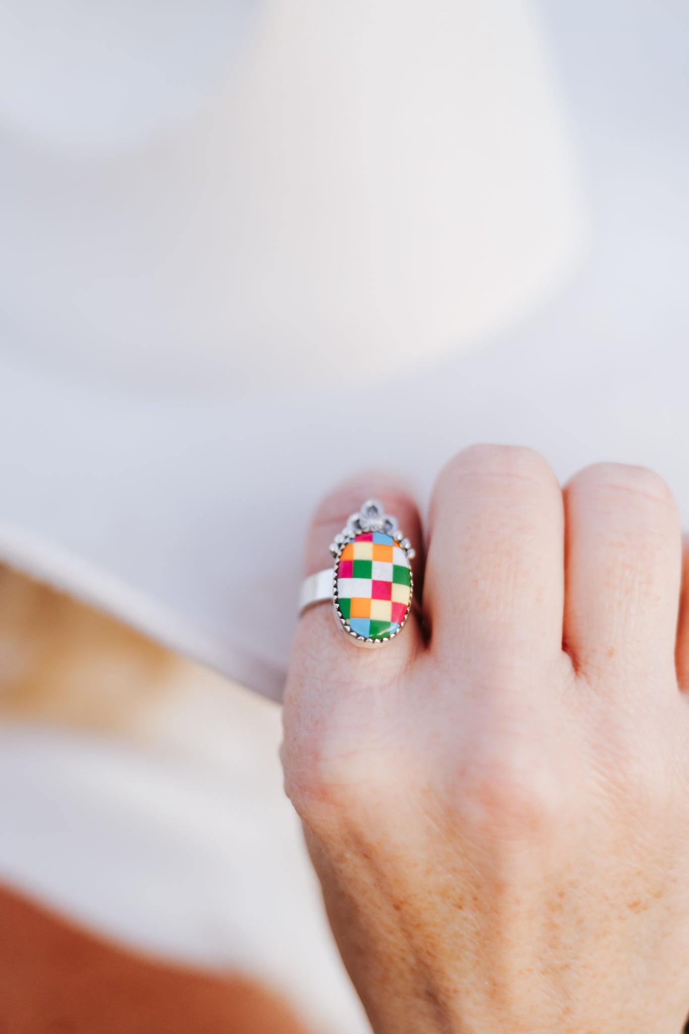 Summer Checkers Slab Rings-Rings-Krush Kandy, Women's Online Fashion Boutique Located in Phoenix, Arizona (Scottsdale Area)