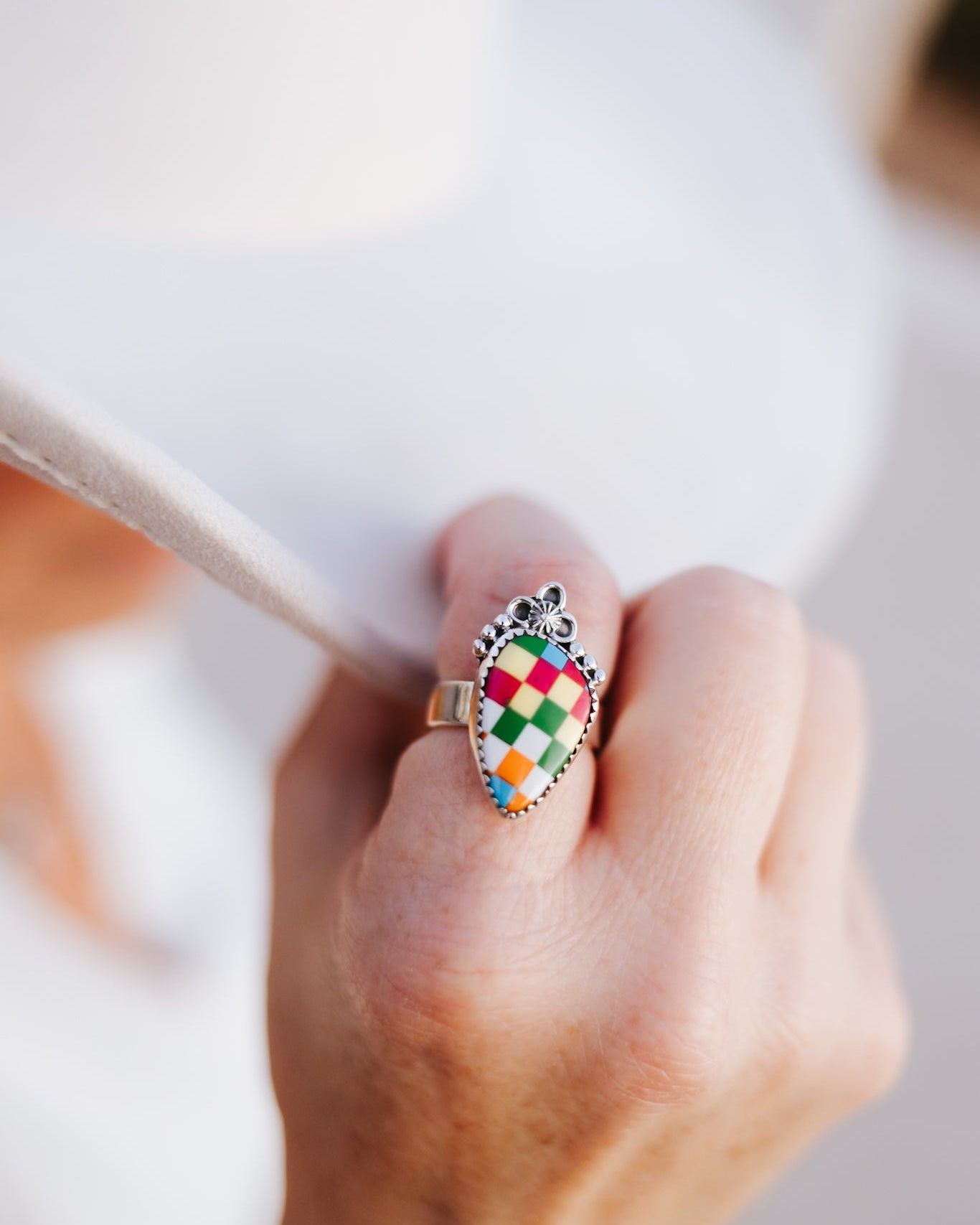 Summer Checkers Slab Rings-Rings-Krush Kandy, Women's Online Fashion Boutique Located in Phoenix, Arizona (Scottsdale Area)