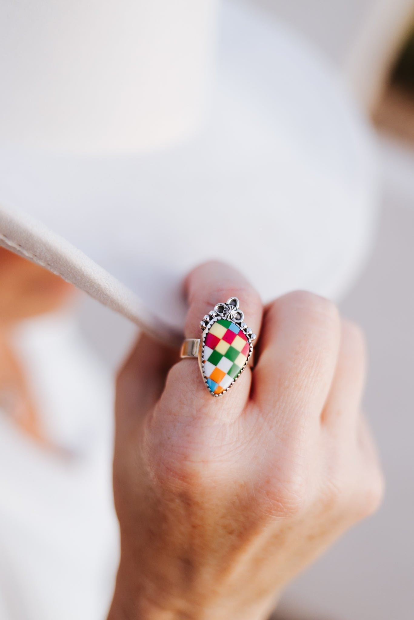 Summer Checkers Slab Rings-Rings-Krush Kandy, Women's Online Fashion Boutique Located in Phoenix, Arizona (Scottsdale Area)