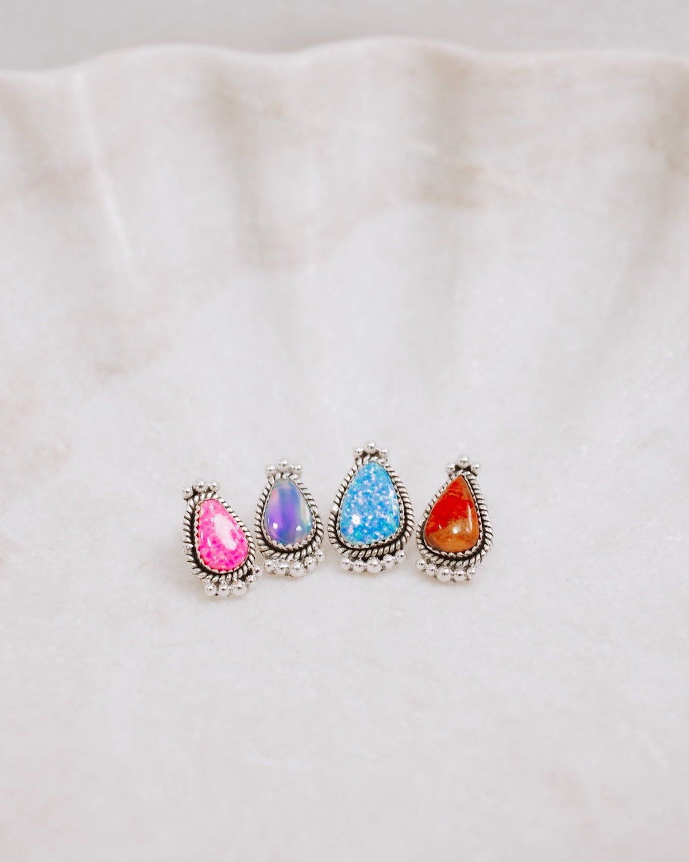 Mini Twisted Rope Single Stone Sterling Silver Studs-Stud Earrings-Krush Kandy, Women's Online Fashion Boutique Located in Phoenix, Arizona (Scottsdale Area)