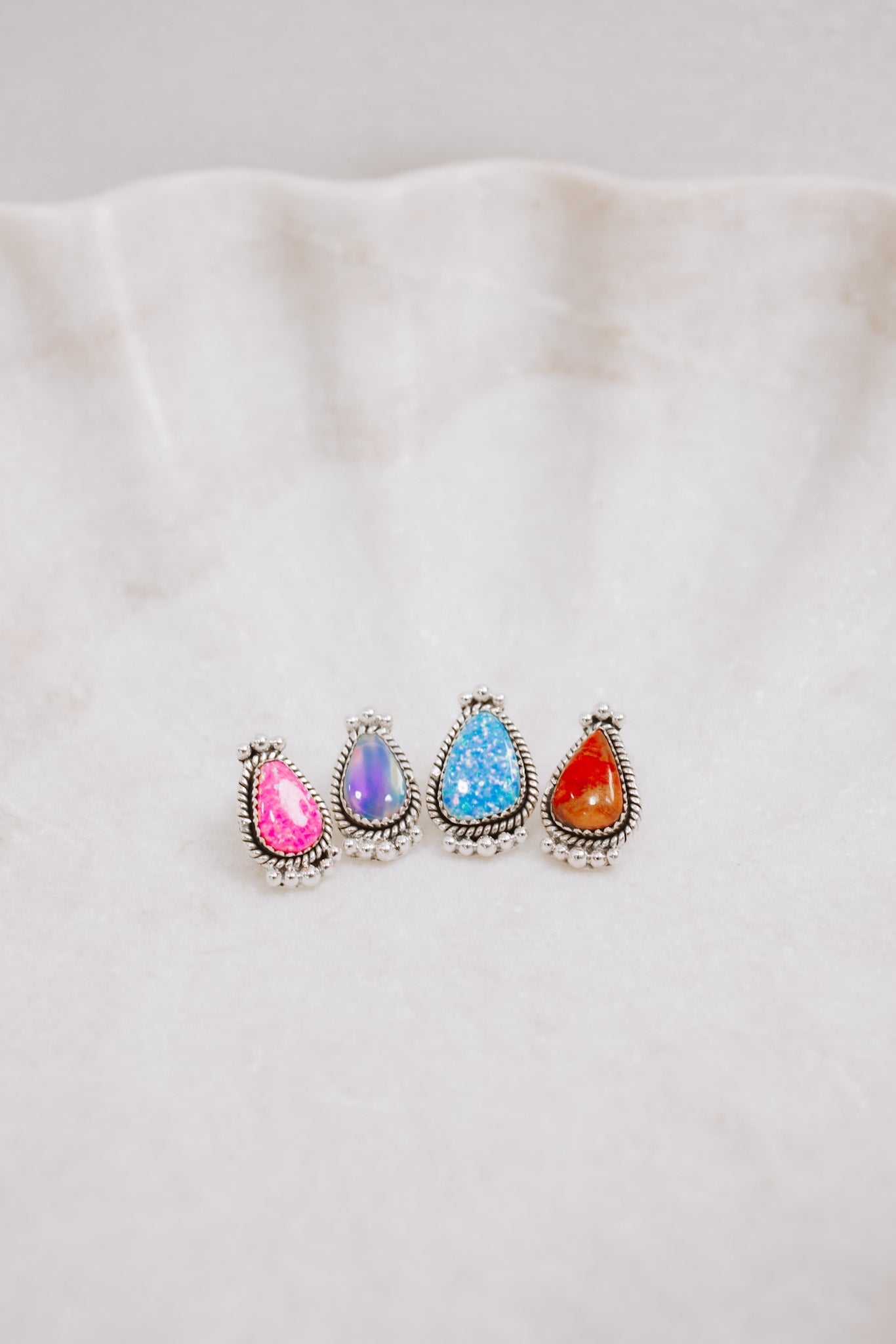 Mini Twisted Rope Single Stone Sterling Silver Studs-Stud Earrings-Krush Kandy, Women's Online Fashion Boutique Located in Phoenix, Arizona (Scottsdale Area)