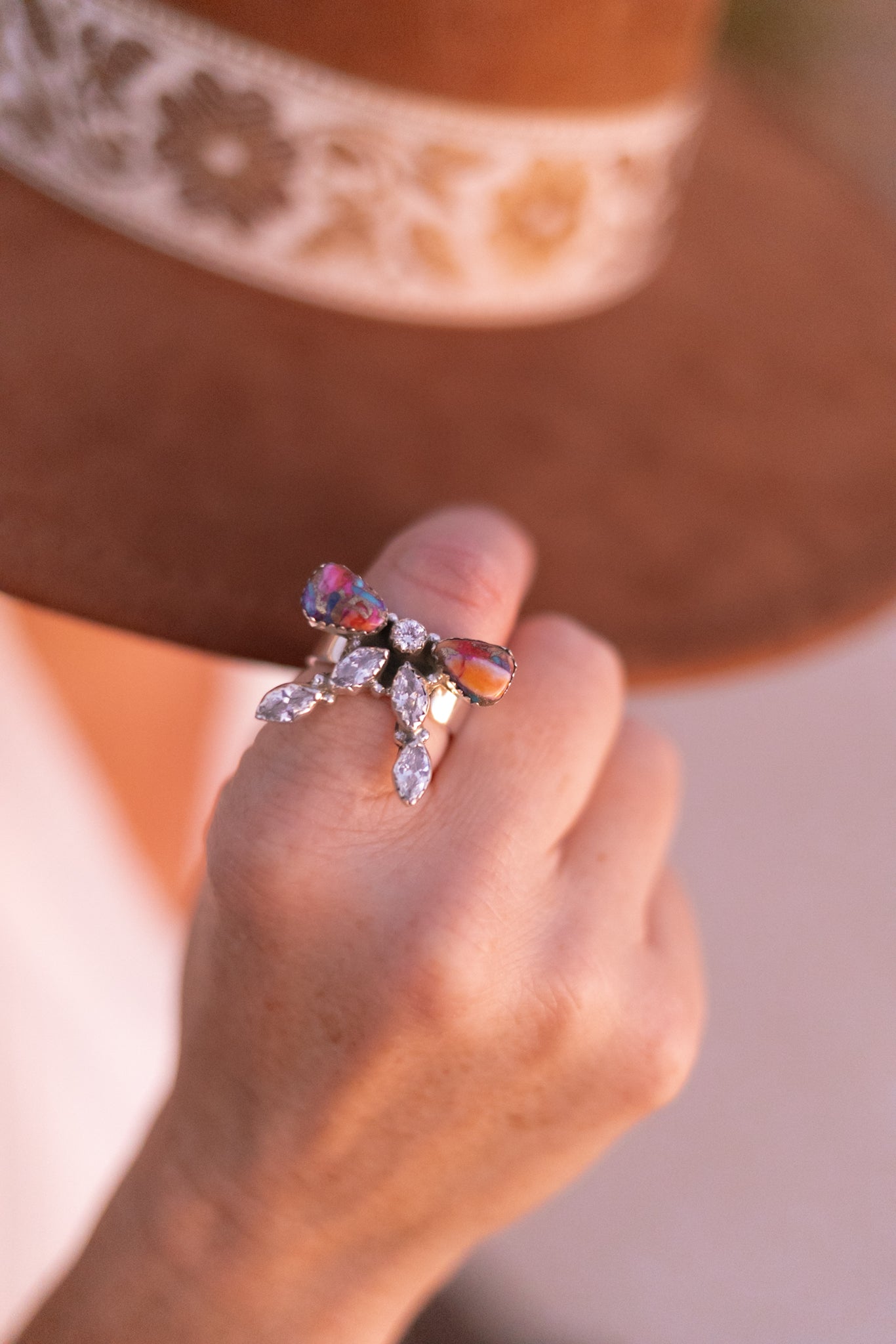 Bow & Crystal Stone Ring-Rings-Krush Kandy, Women's Online Fashion Boutique Located in Phoenix, Arizona (Scottsdale Area)