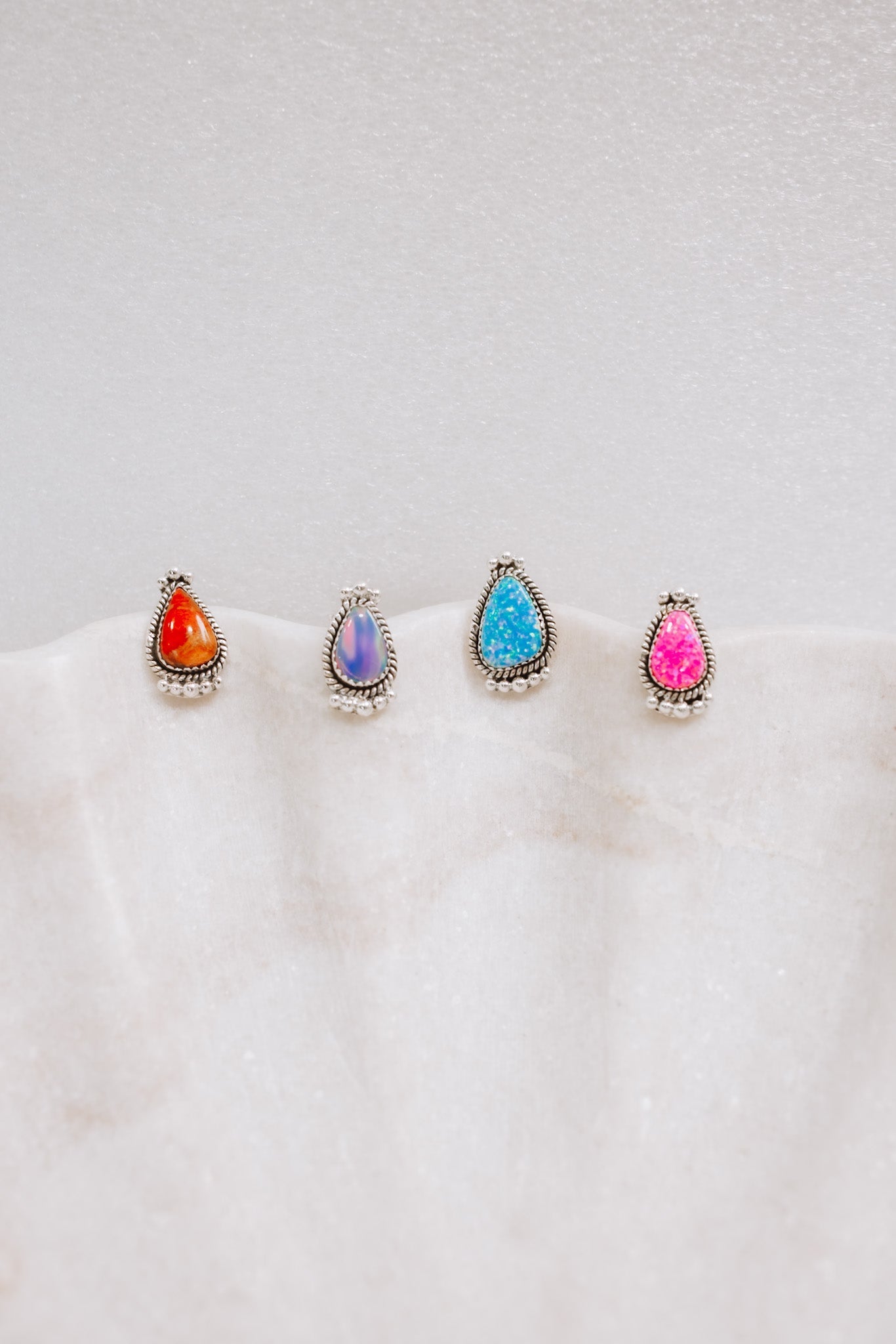 Mini Twisted Rope Single Stone Sterling Silver Studs-Stud Earrings-Krush Kandy, Women's Online Fashion Boutique Located in Phoenix, Arizona (Scottsdale Area)