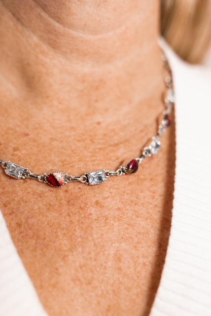 Darling Dahlias and Crystals Statement Necklace-Necklaces-Krush Kandy, Women's Online Fashion Boutique Located in Phoenix, Arizona (Scottsdale Area)