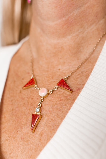 Pink Conch Desert Peaks Stone Necklaces-Necklaces-Krush Kandy, Women's Online Fashion Boutique Located in Phoenix, Arizona (Scottsdale Area)