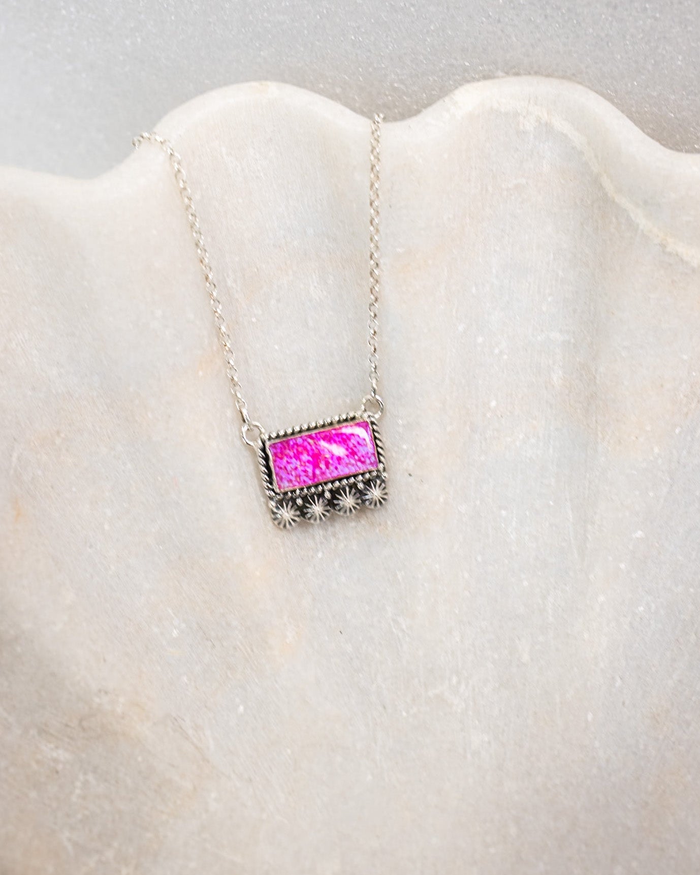 Square Dance Sterling Silver Bar Necklace-Squash Blossom Necklaces-Krush Kandy, Women's Online Fashion Boutique Located in Phoenix, Arizona (Scottsdale Area)