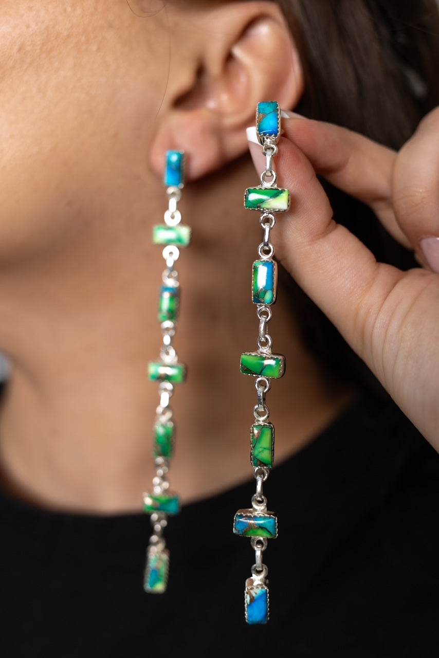 Dancing Bar Peacock Dahlia Earrings-Earrings-Krush Kandy, Women's Online Fashion Boutique Located in Phoenix, Arizona (Scottsdale Area)