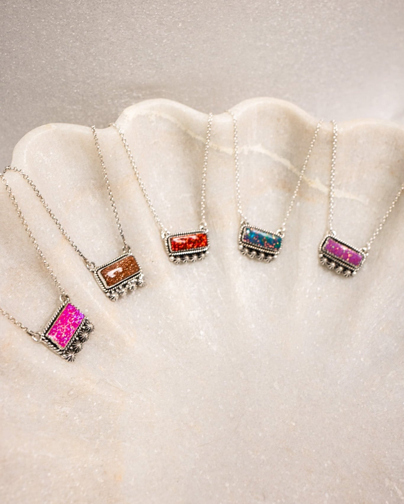 Square Dance Sterling Silver Bar Necklace-Squash Blossom Necklaces-Krush Kandy, Women's Online Fashion Boutique Located in Phoenix, Arizona (Scottsdale Area)