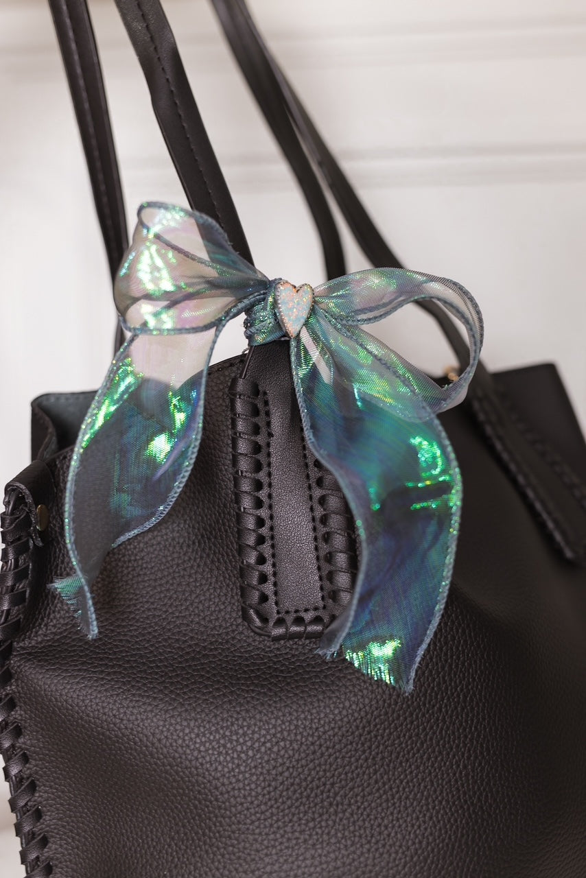 Multi Foil Ribbon With Versatile Heart Charm-Krush Kandy, Women's Online Fashion Boutique Located in Phoenix, Arizona (Scottsdale Area)