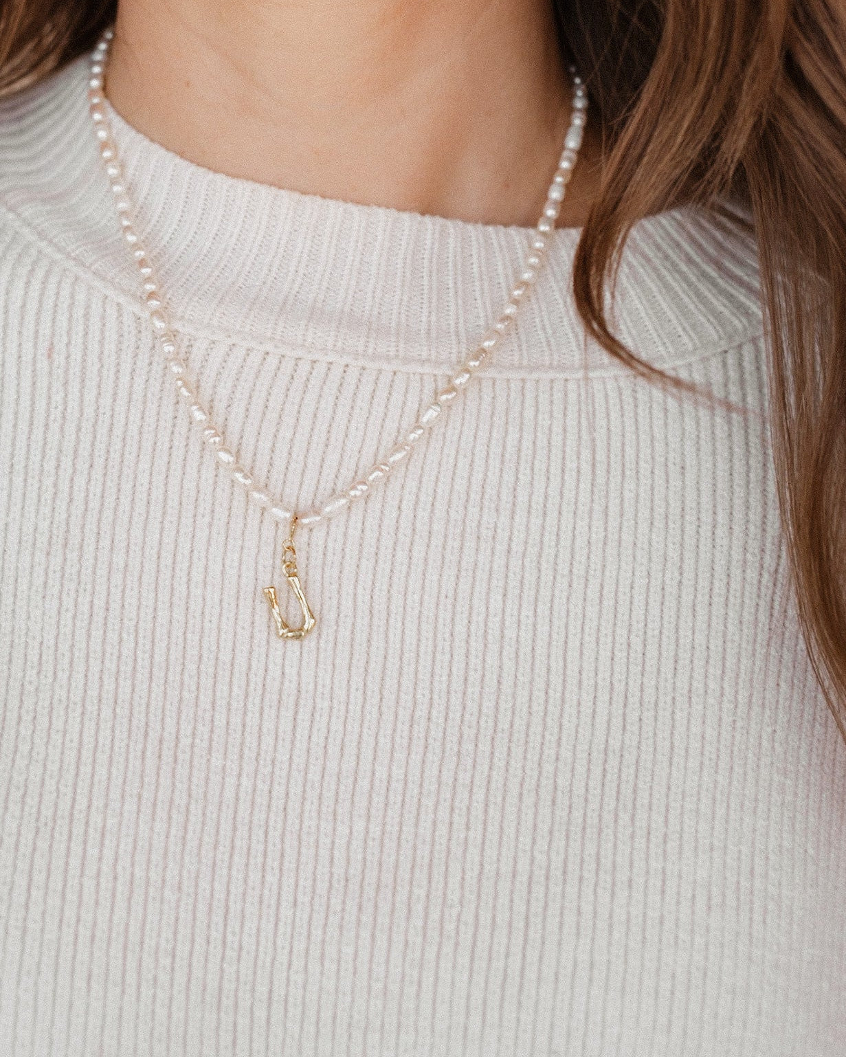 Until Now Pearl Initial Pendant Necklace-Squash Blossom Necklaces-Krush Kandy, Women's Online Fashion Boutique Located in Phoenix, Arizona (Scottsdale Area)