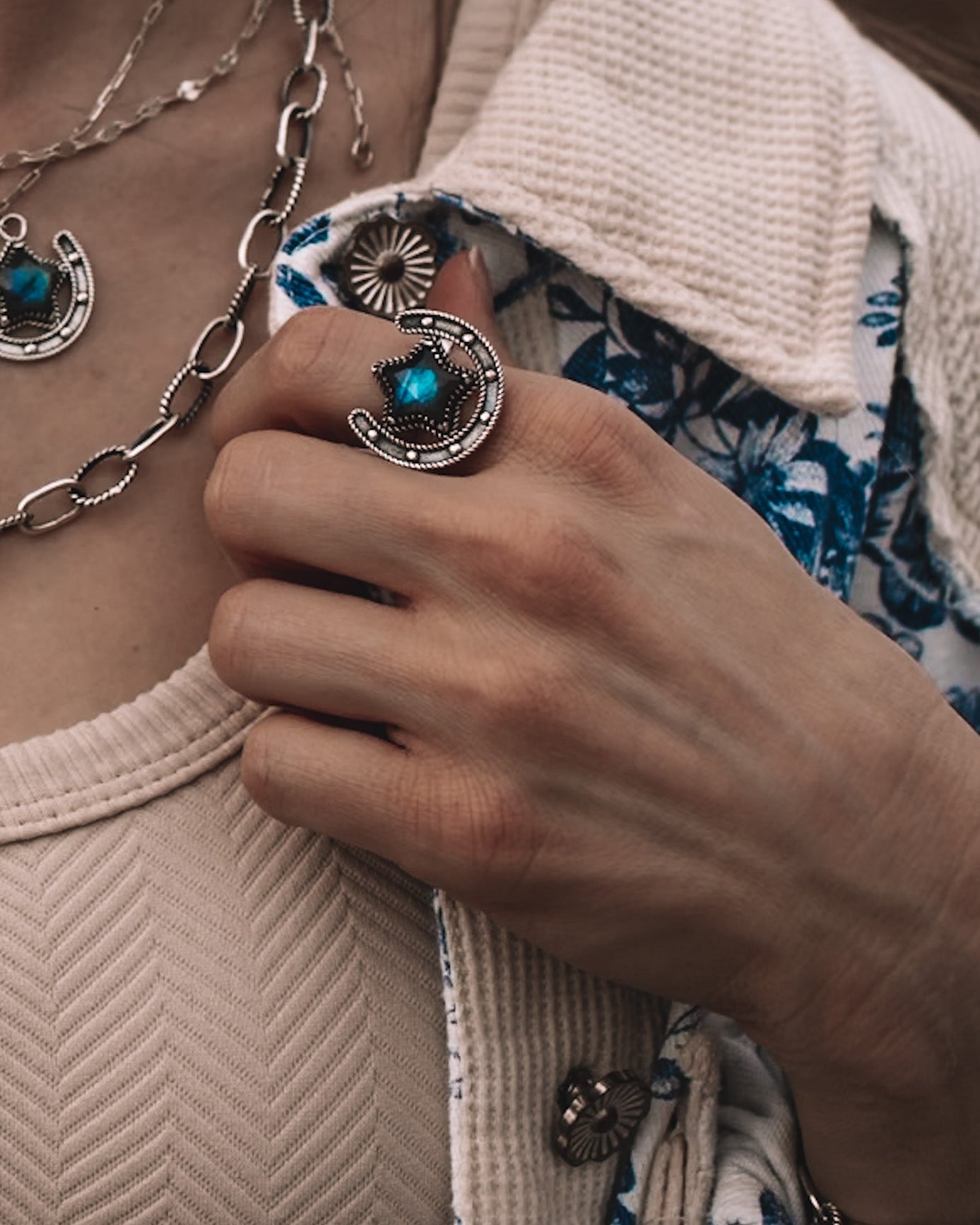 Horseshoe Haven Star Stone Ring-Cluster Rings-Krush Kandy, Women's Online Fashion Boutique Located in Phoenix, Arizona (Scottsdale Area)