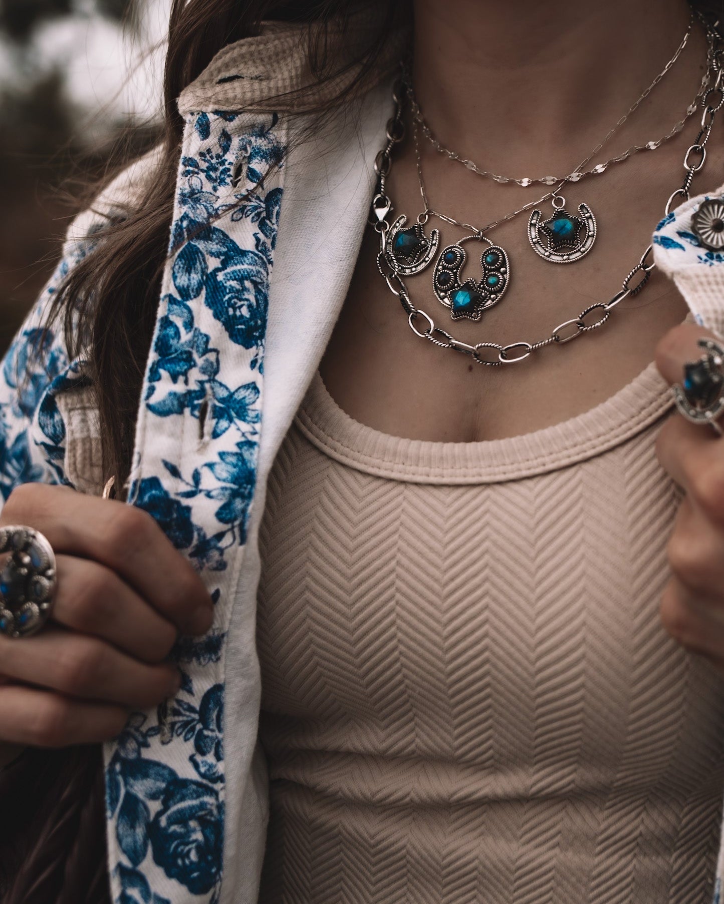 Triple Threat Horseshoe Stone Necklace-Chain Necklaces-Krush Kandy, Women's Online Fashion Boutique Located in Phoenix, Arizona (Scottsdale Area)