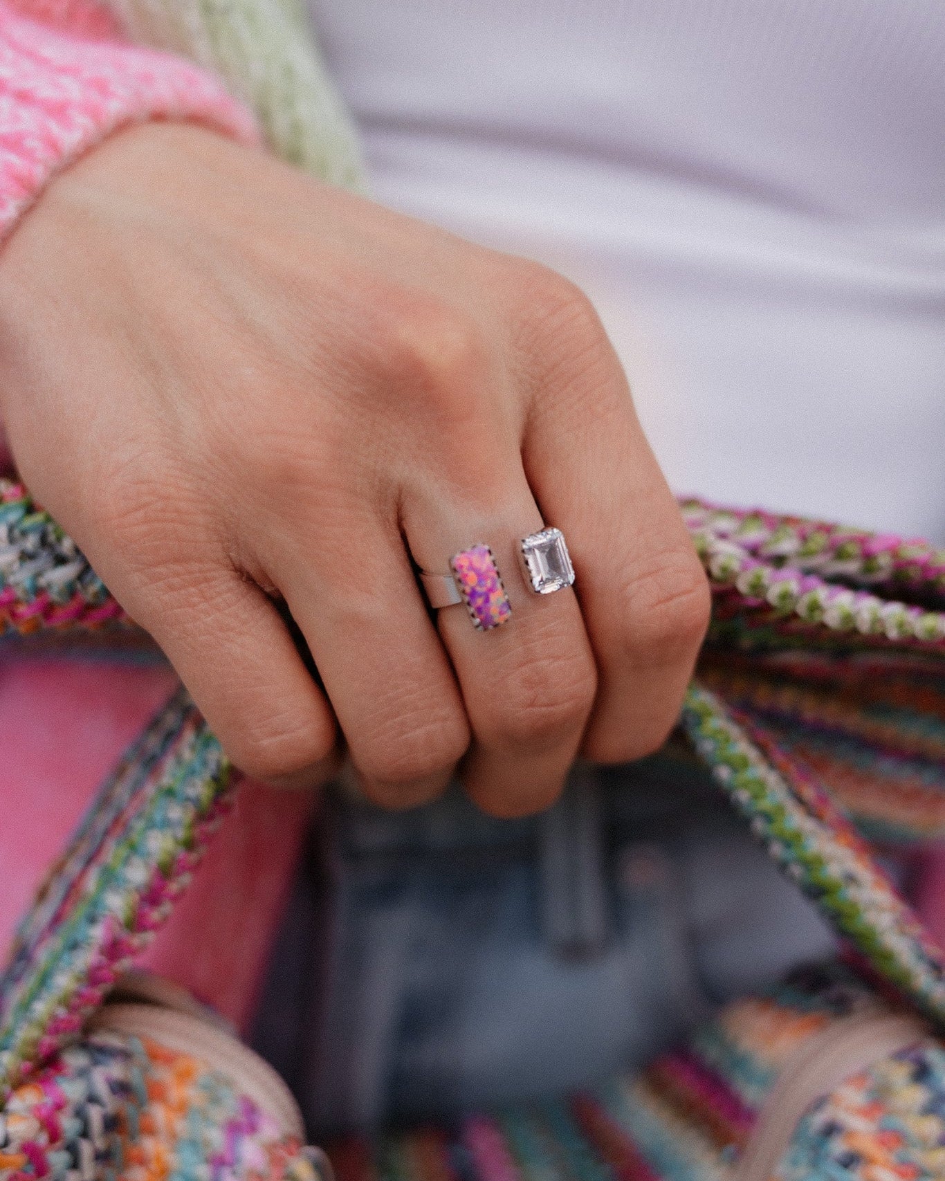 White CZ & Stone Opal Ring PREORDER-Ring Sizers-Krush Kandy, Women's Online Fashion Boutique Located in Phoenix, Arizona (Scottsdale Area)