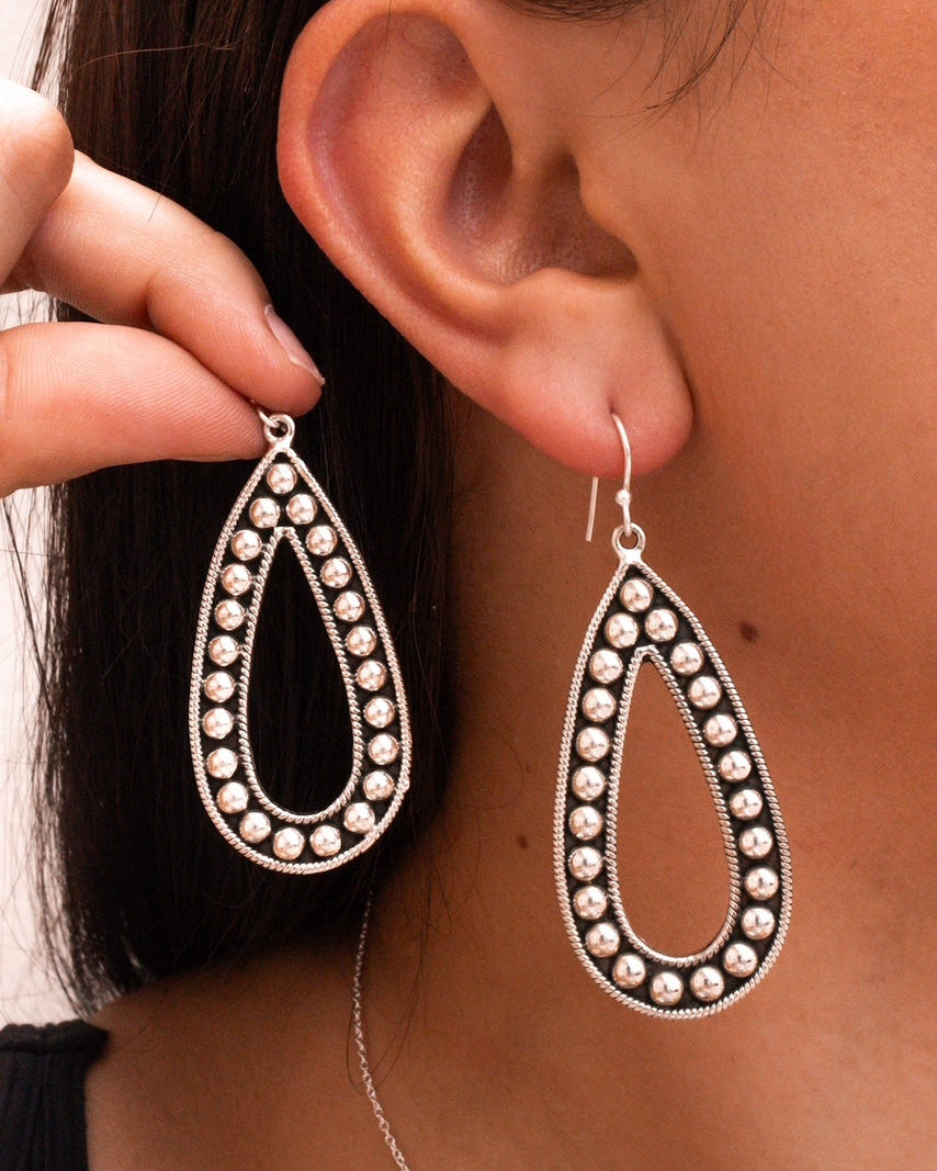 Sterling Silver Teardrop Studded Earring-Stud Earrings-Krush Kandy, Women's Online Fashion Boutique Located in Phoenix, Arizona (Scottsdale Area)