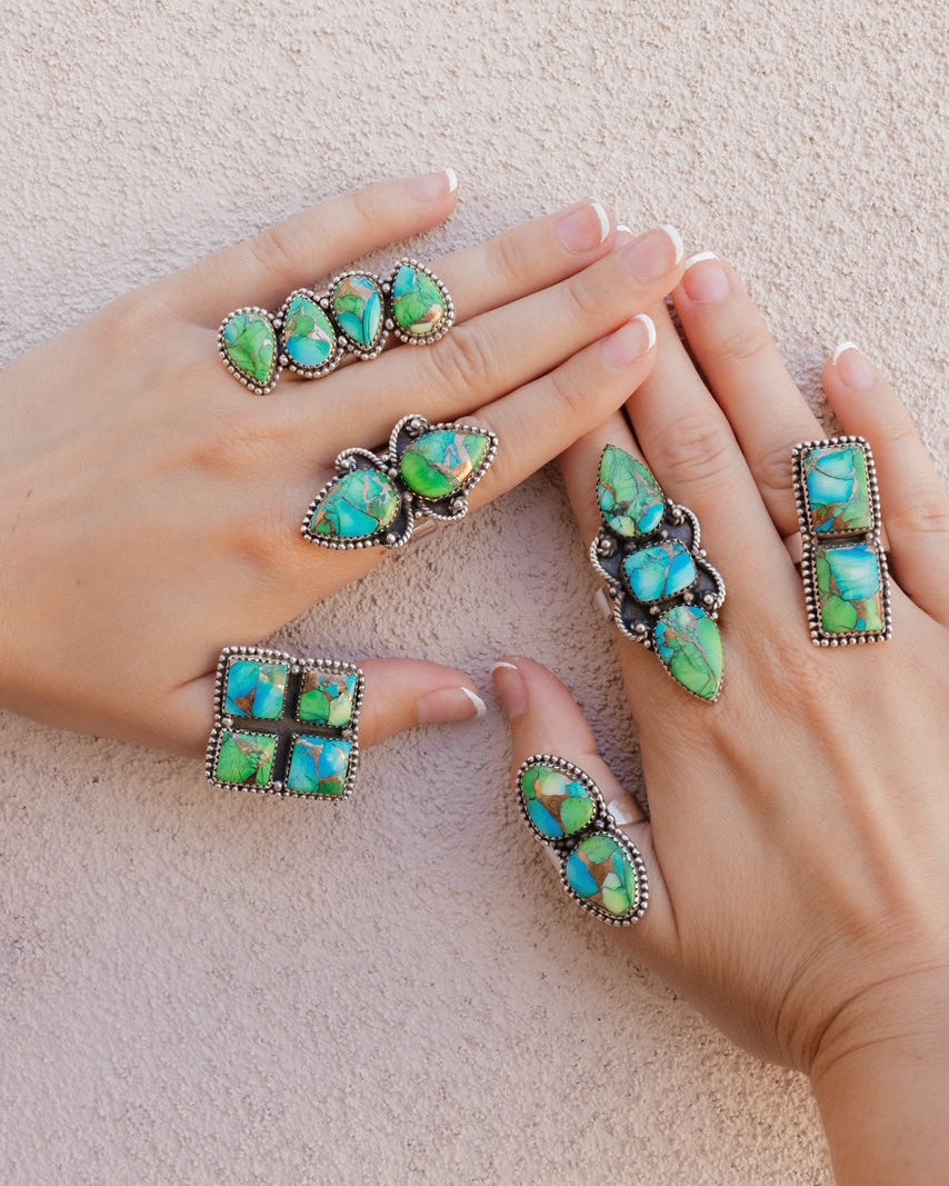 Peacock Cluster Rings-Rings-Krush Kandy, Women's Online Fashion Boutique Located in Phoenix, Arizona (Scottsdale Area)