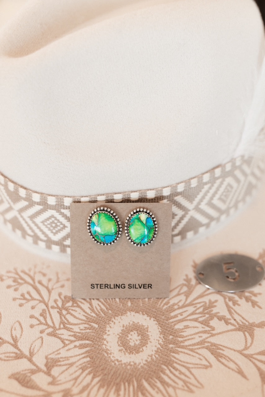 Peacock Dahlia Slab Stud Earrings-Earrings-Krush Kandy, Women's Online Fashion Boutique Located in Phoenix, Arizona (Scottsdale Area)