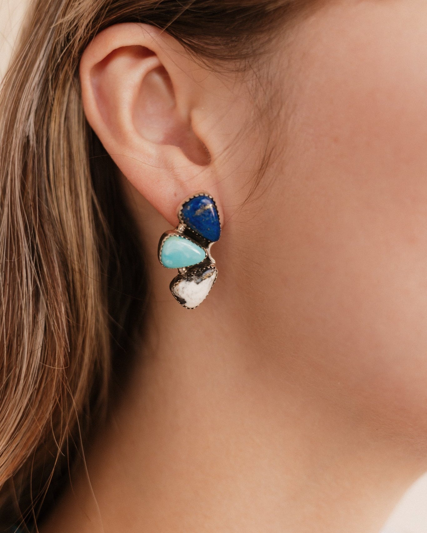 Multi Stone Half Cluster Earrings-Earrings-Krush Kandy, Women's Online Fashion Boutique Located in Phoenix, Arizona (Scottsdale Area)