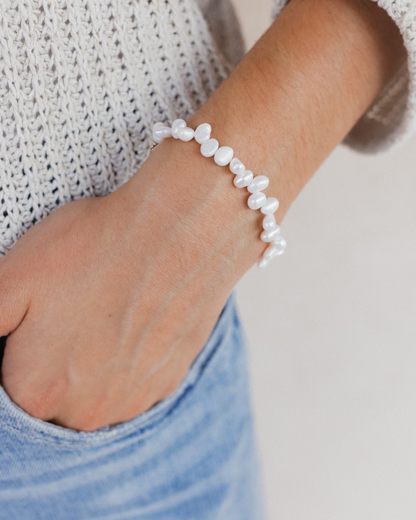 Freshwater Pearl Irregular Minimalist Beaded Bracelet-Bracelets-Krush Kandy, Women's Online Fashion Boutique Located in Phoenix, Arizona (Scottsdale Area)