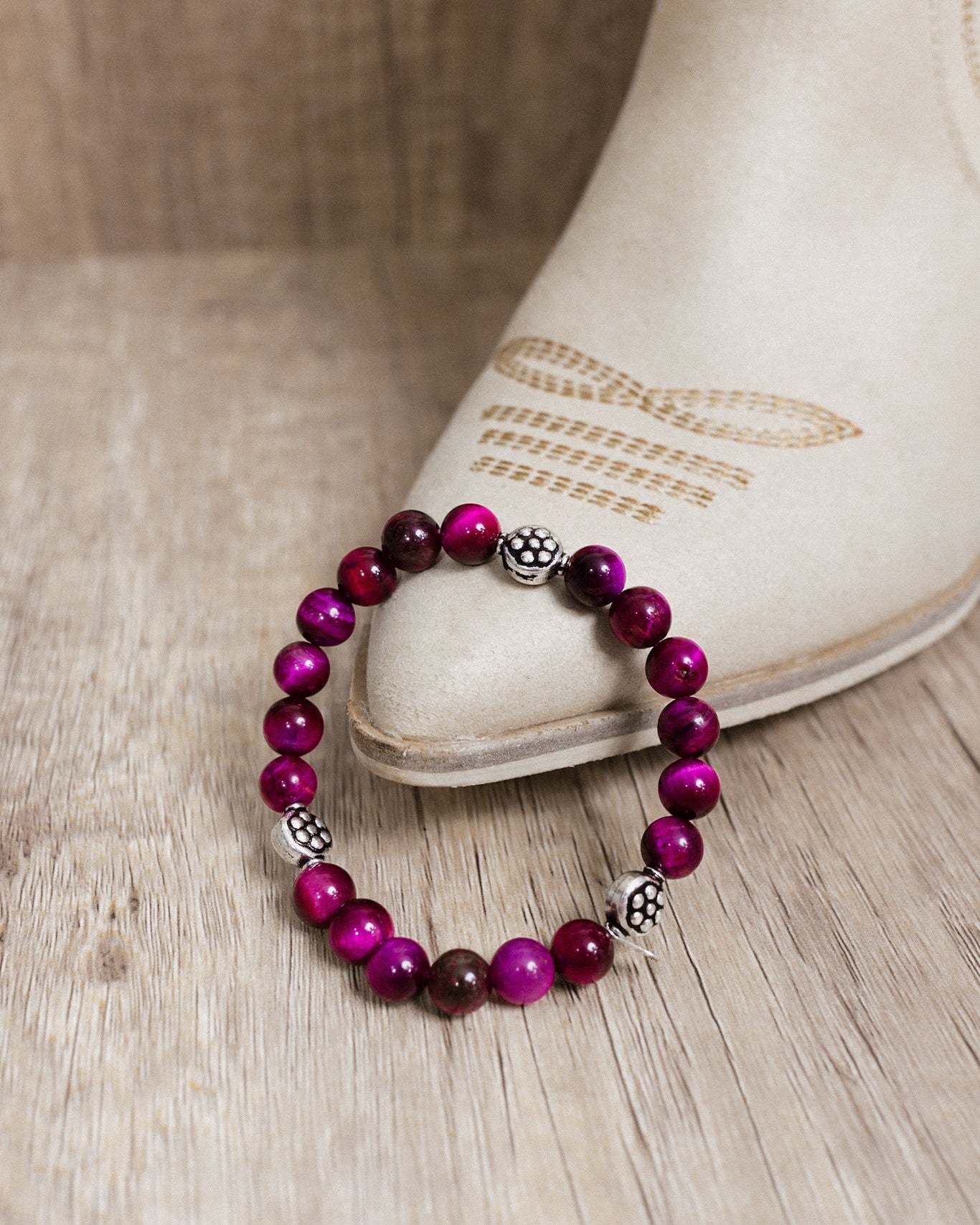 Pink Tigers Eye Beaded Stretch Bracelet-Bracelets-Krush Kandy, Women's Online Fashion Boutique Located in Phoenix, Arizona (Scottsdale Area)