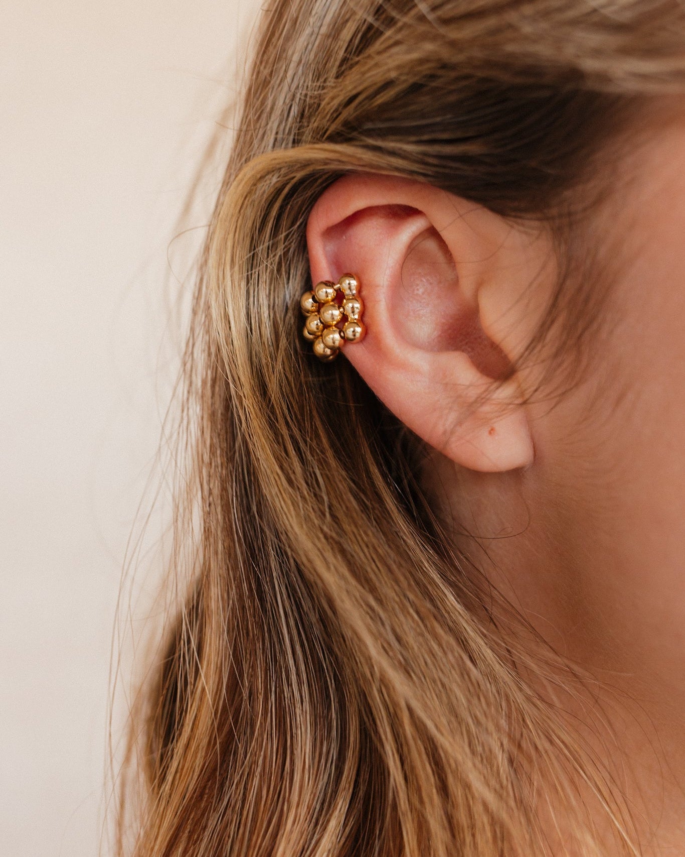 Good Life Triple Layer Beaded Ball Cuff Earring-Earrings-Krush Kandy, Women's Online Fashion Boutique Located in Phoenix, Arizona (Scottsdale Area)