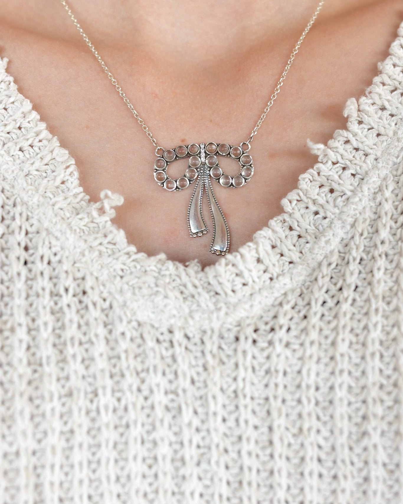 Adelaide's Bow Necklace-Chain Necklaces-Krush Kandy, Women's Online Fashion Boutique Located in Phoenix, Arizona (Scottsdale Area)