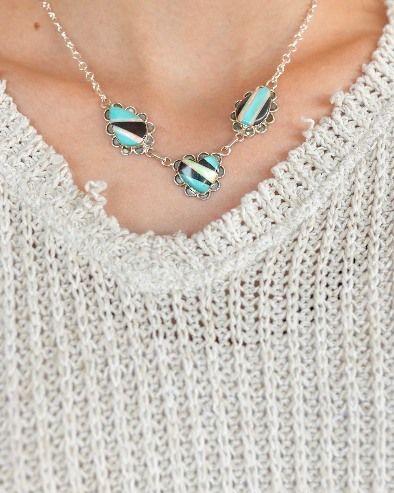 Multi Stone Cut Three Stone Necklaces-Necklaces-Krush Kandy, Women's Online Fashion Boutique Located in Phoenix, Arizona (Scottsdale Area)