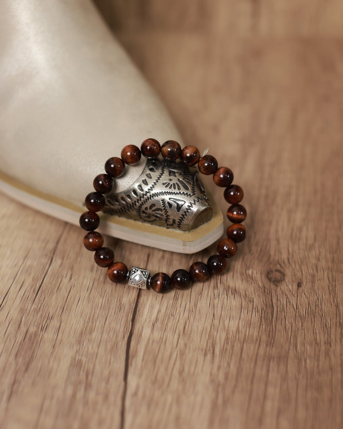 Red Tigers Eye Beaded Stretch Bracelet-Bracelets-Krush Kandy, Women's Online Fashion Boutique Located in Phoenix, Arizona (Scottsdale Area)