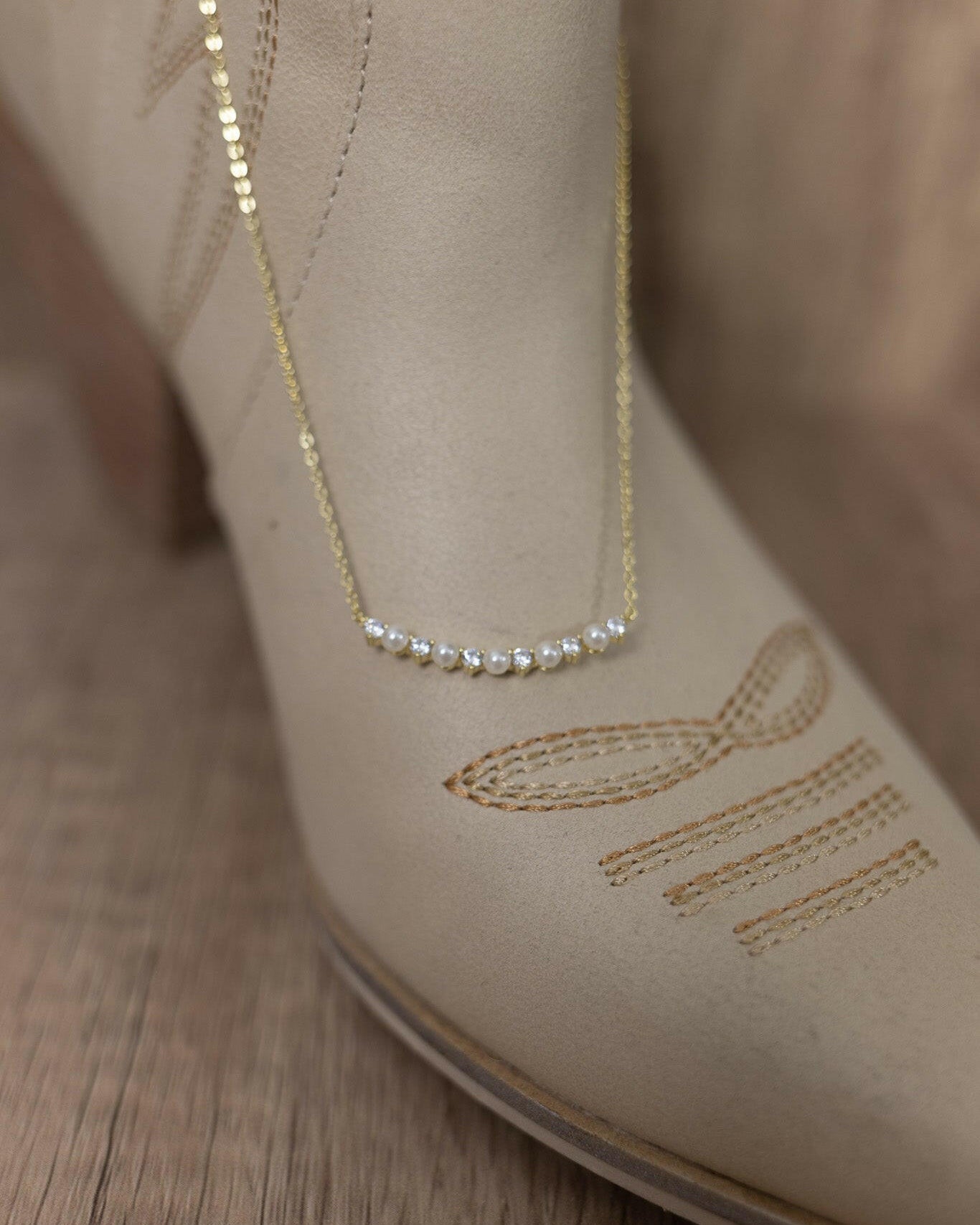 Dainty Pearl & Crystal Necklace-Chain Necklaces-Krush Kandy, Women's Online Fashion Boutique Located in Phoenix, Arizona (Scottsdale Area)