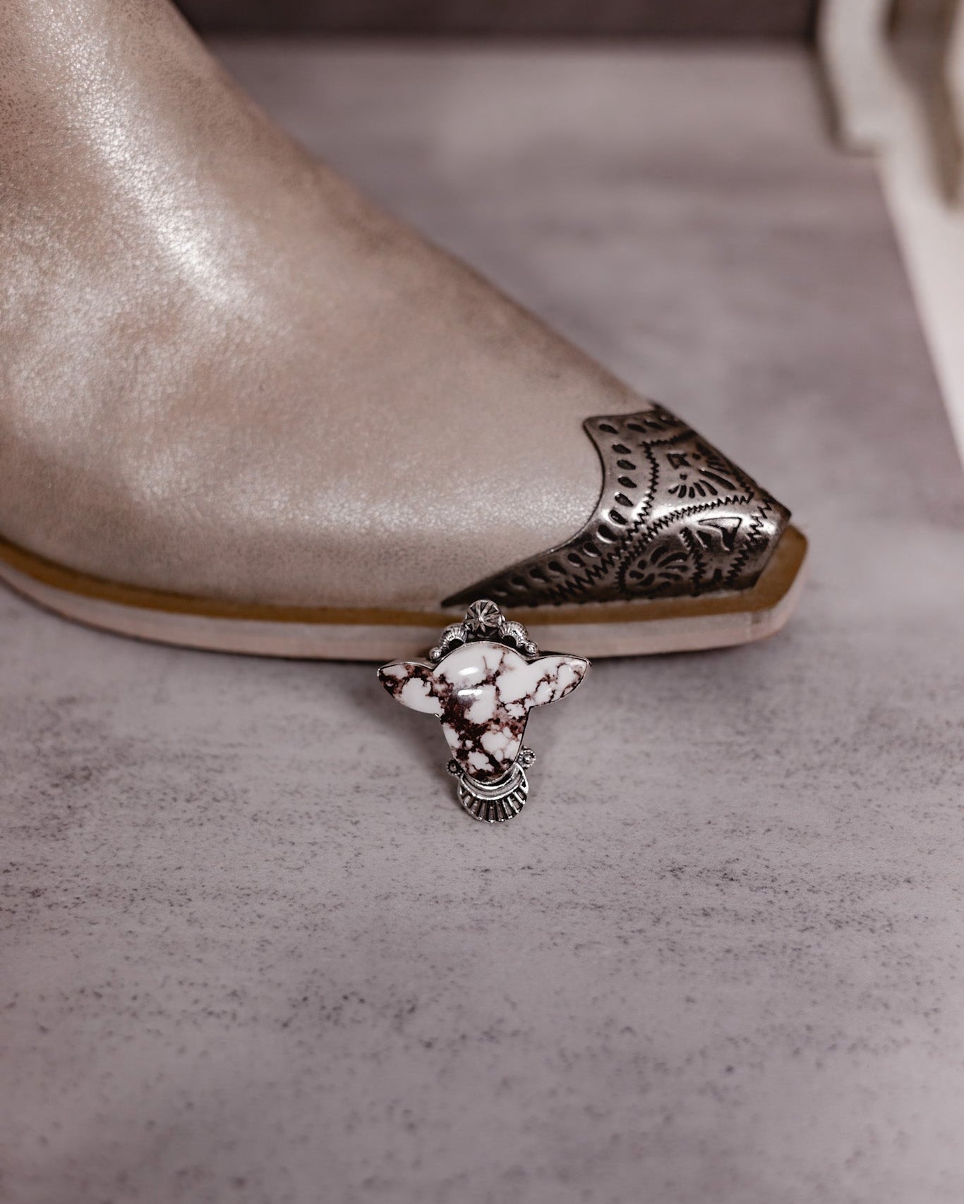 Sterling Concho Cow Slab Stone Ring-Rings-Krush Kandy, Women's Online Fashion Boutique Located in Phoenix, Arizona (Scottsdale Area)