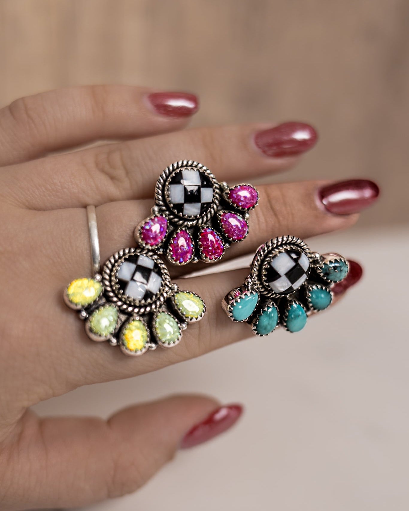 Little Baby Cluster Checkered Earrings-Stud Earrings-Krush Kandy, Women's Online Fashion Boutique Located in Phoenix, Arizona (Scottsdale Area)