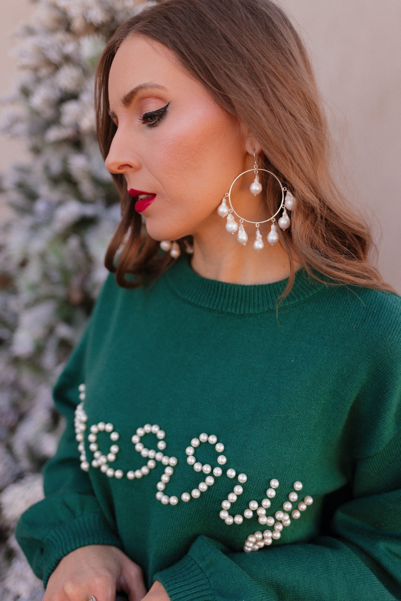 Pearl Cluster Hoop Earrings PREORDER-Stud Earrings-Krush Kandy, Women's Online Fashion Boutique Located in Phoenix, Arizona (Scottsdale Area)