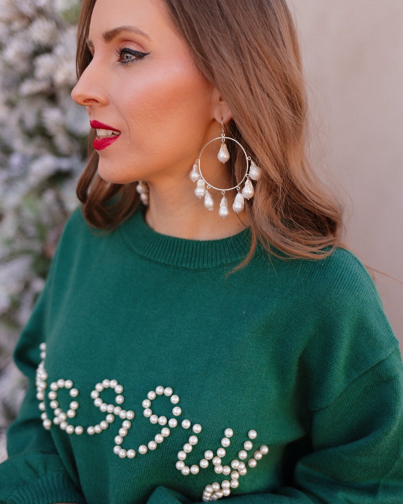 Pearl Cluster Hoop Earrings PREORDER-Stud Earrings-Krush Kandy, Women's Online Fashion Boutique Located in Phoenix, Arizona (Scottsdale Area)
