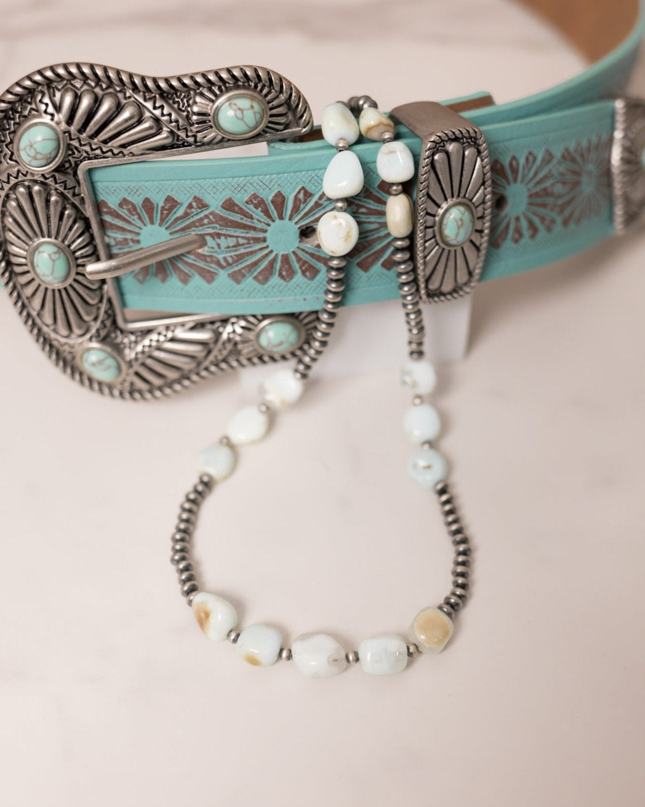 Larimar & Desert Pearl Necklace-Pearl Necklaces-Krush Kandy, Women's Online Fashion Boutique Located in Phoenix, Arizona (Scottsdale Area)