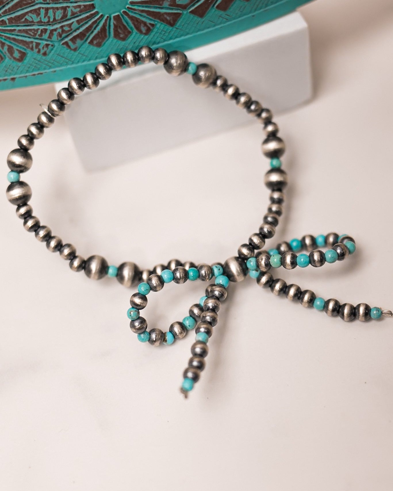 Klassic Desert Pearl & Turquoise Bow Bracelet-Bracelets-Krush Kandy, Women's Online Fashion Boutique Located in Phoenix, Arizona (Scottsdale Area)