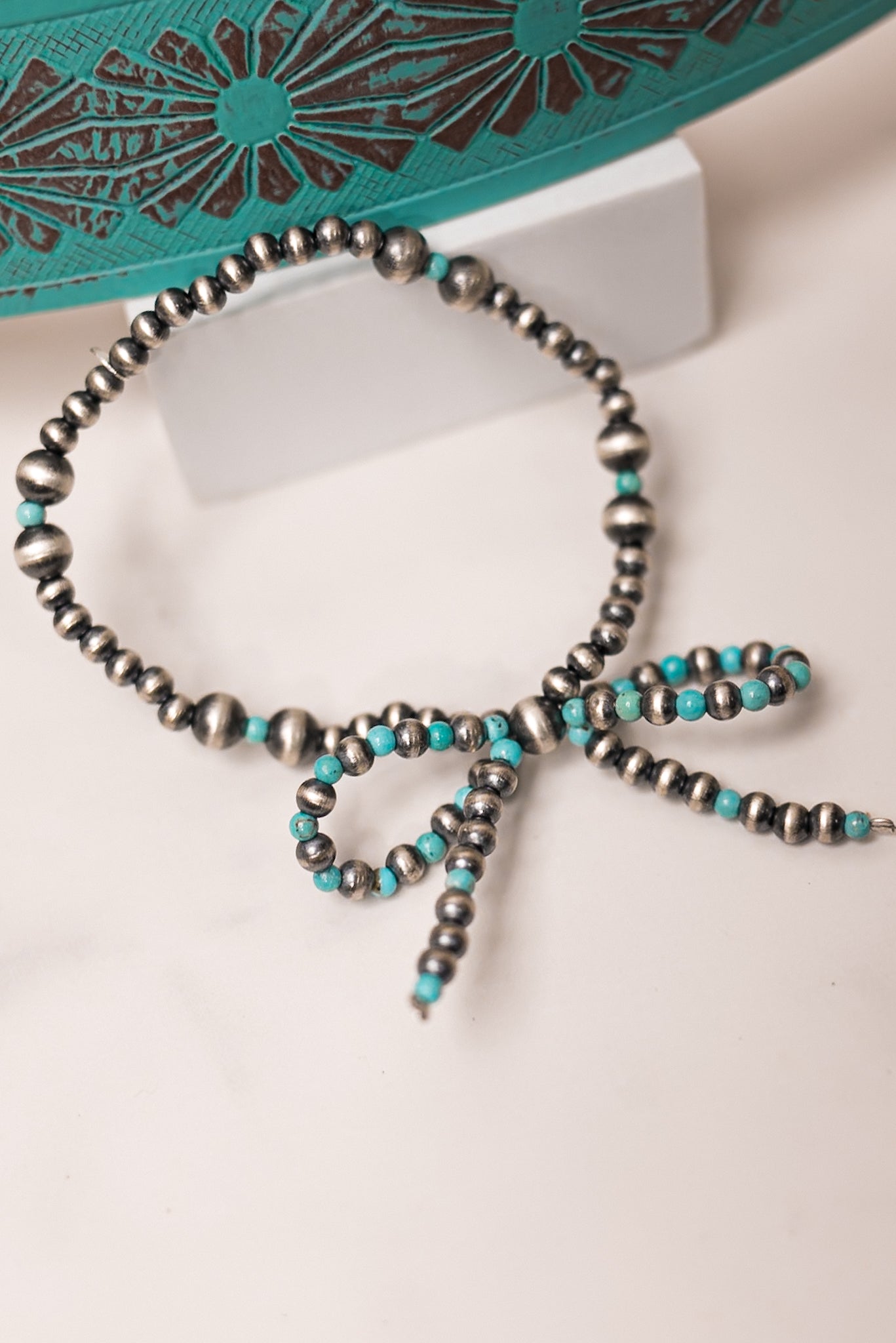 Klassic Desert Pearl & Turquoise Bow Bracelet-Bracelets-Krush Kandy, Women's Online Fashion Boutique Located in Phoenix, Arizona (Scottsdale Area)