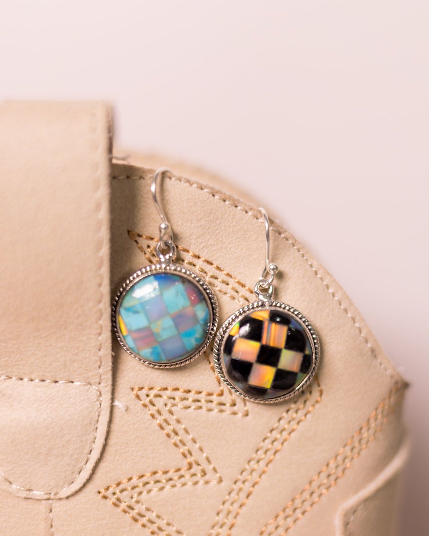 Checkered Droplet Stone Earrings-Stud Earrings-Krush Kandy, Women's Online Fashion Boutique Located in Phoenix, Arizona (Scottsdale Area)