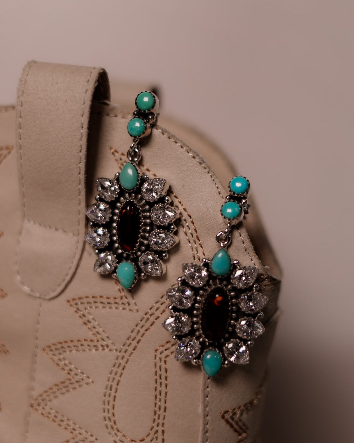 Ambers Turquoise & Crystal Cluster Earrings-Stud Earrings-Krush Kandy, Women's Online Fashion Boutique Located in Phoenix, Arizona (Scottsdale Area)